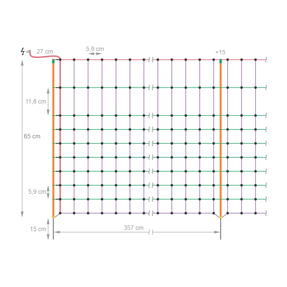 Plasă gard electric pentru iepuri, 50 m × 65 cm
