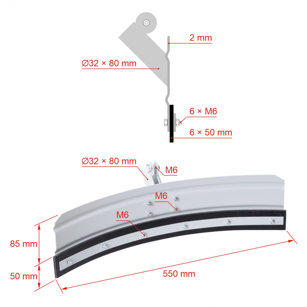 Racletă curbată pentru curățarea bălegarului, 50 cm