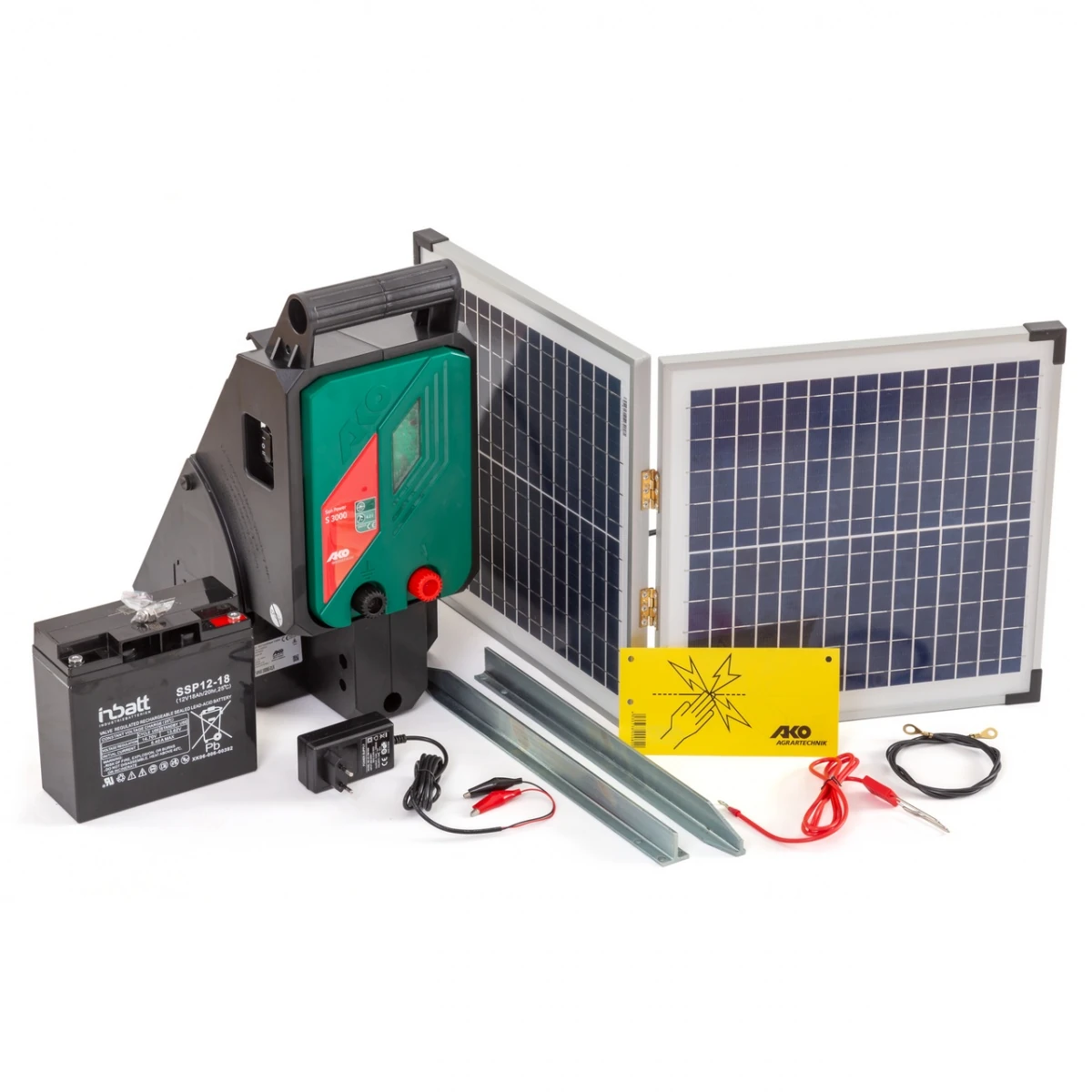 Aparat gard electric AKO S 3000 cu panou solar și acumulator, 3 Joule