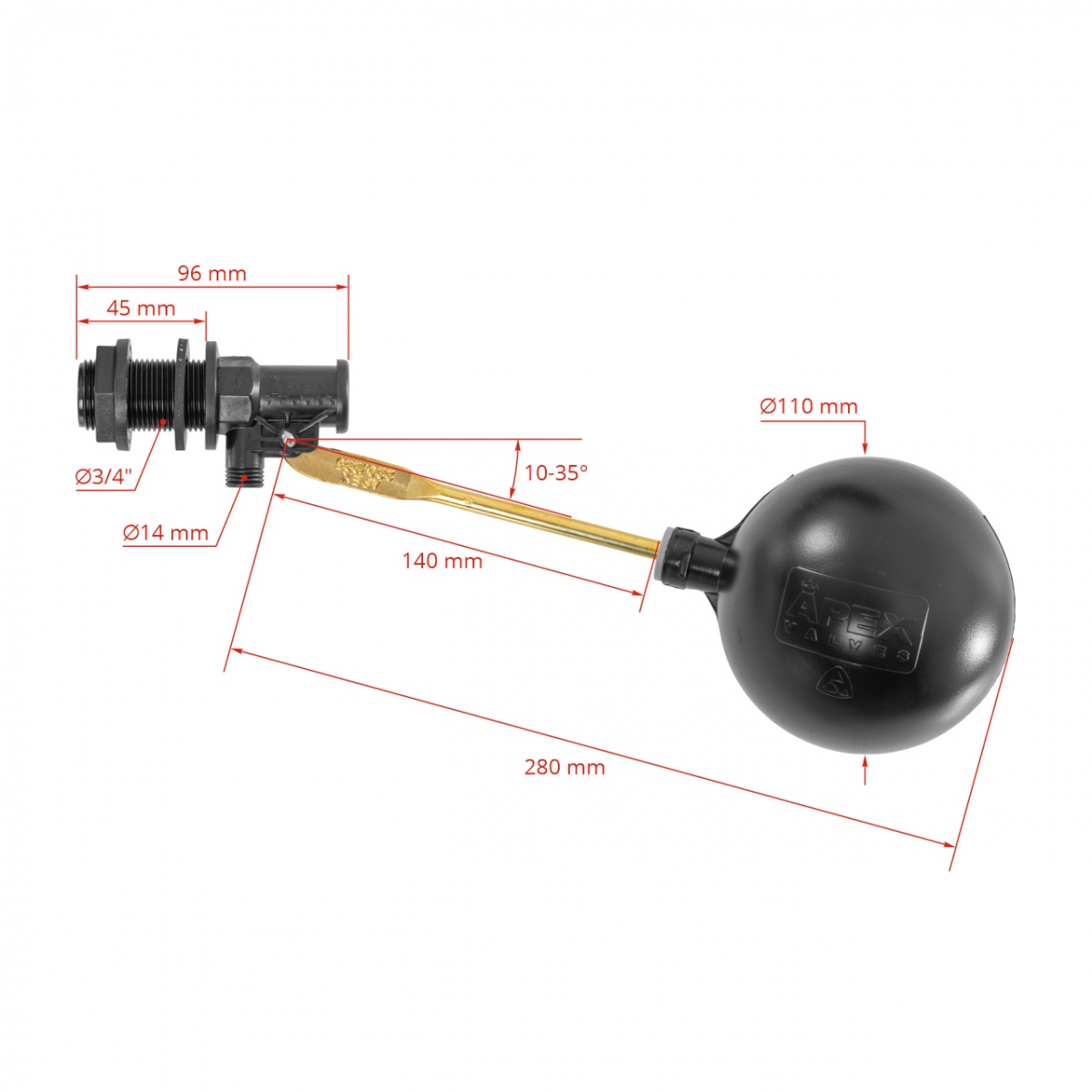 Supapă automată cu plutitor, APEX 220P, 3/4"