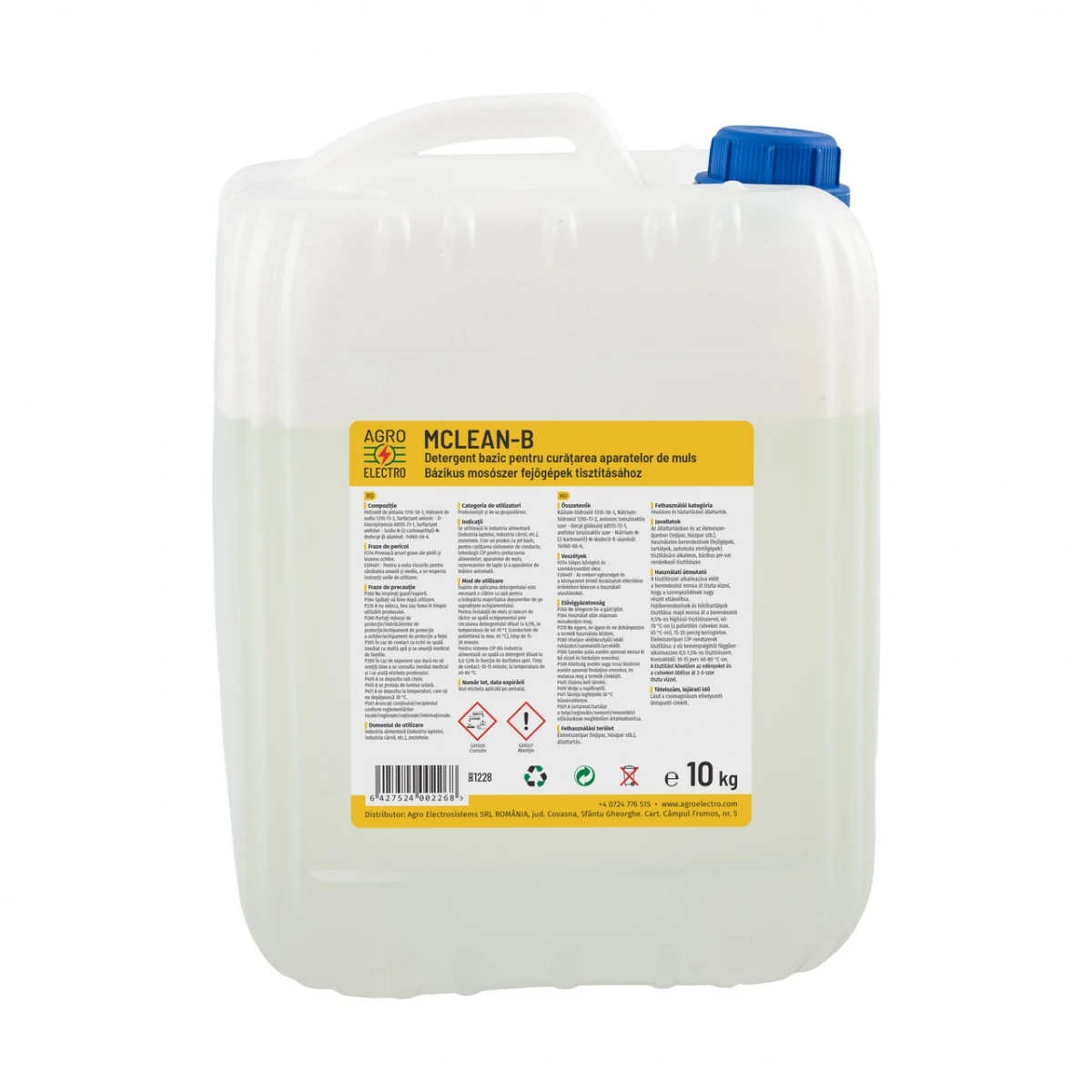 Detergent bazic pentru curățarea aparatelor de muls, MCLEAN-B, 10 kg :: 10 kg
