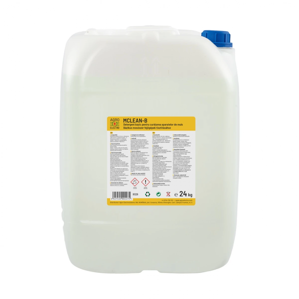 Detergent bazic pentru curățarea aparatelor de muls, MCLEAN-B, 24 kg :: 24 kg
