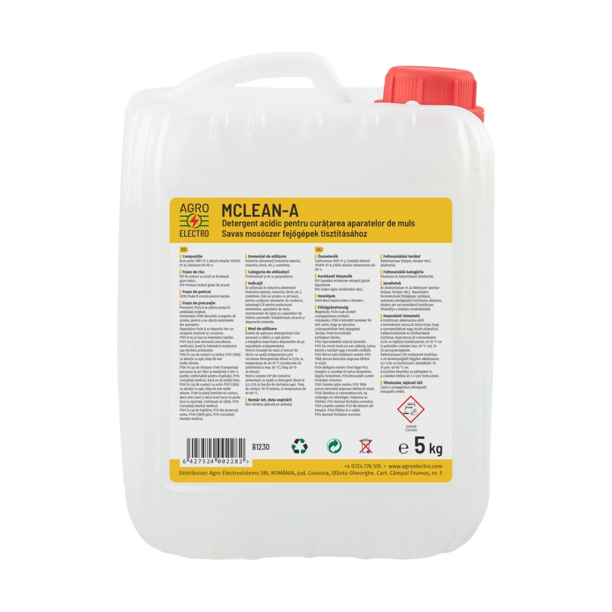 Detergent acidic pentru curățarea aparatelor de muls, MCLEAN-A, 5 kg :: 5 kg