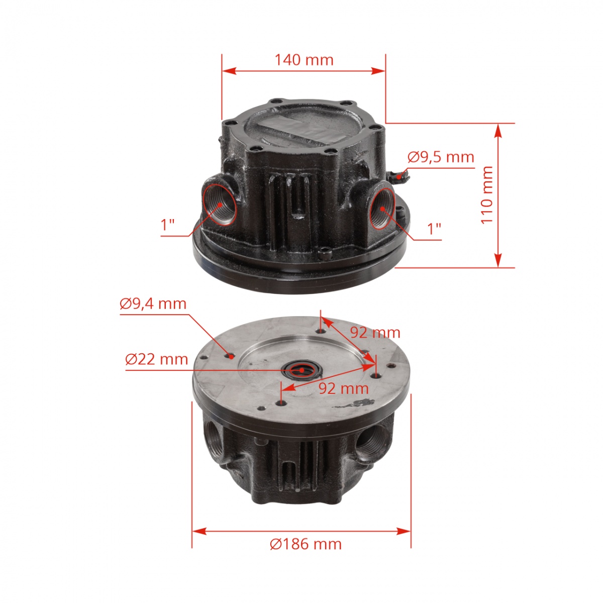 Pompă de vid pentru aparate de muls, 80 mm (230 litri/minut), fără motor