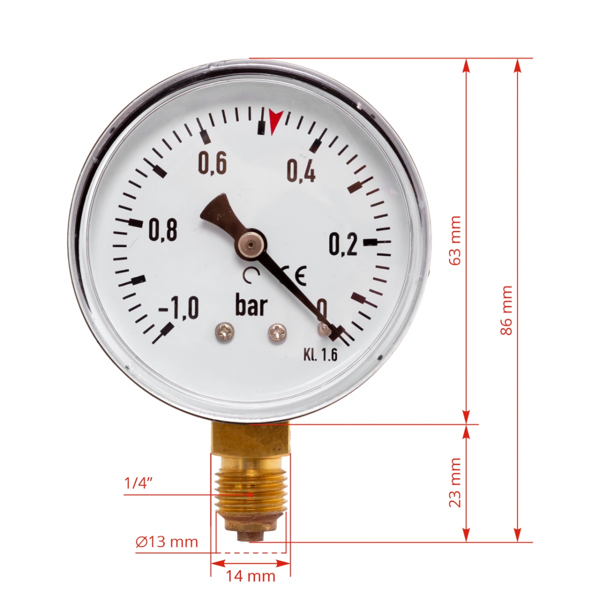 Vacuummetru, 63 mm, 1/4 țoli