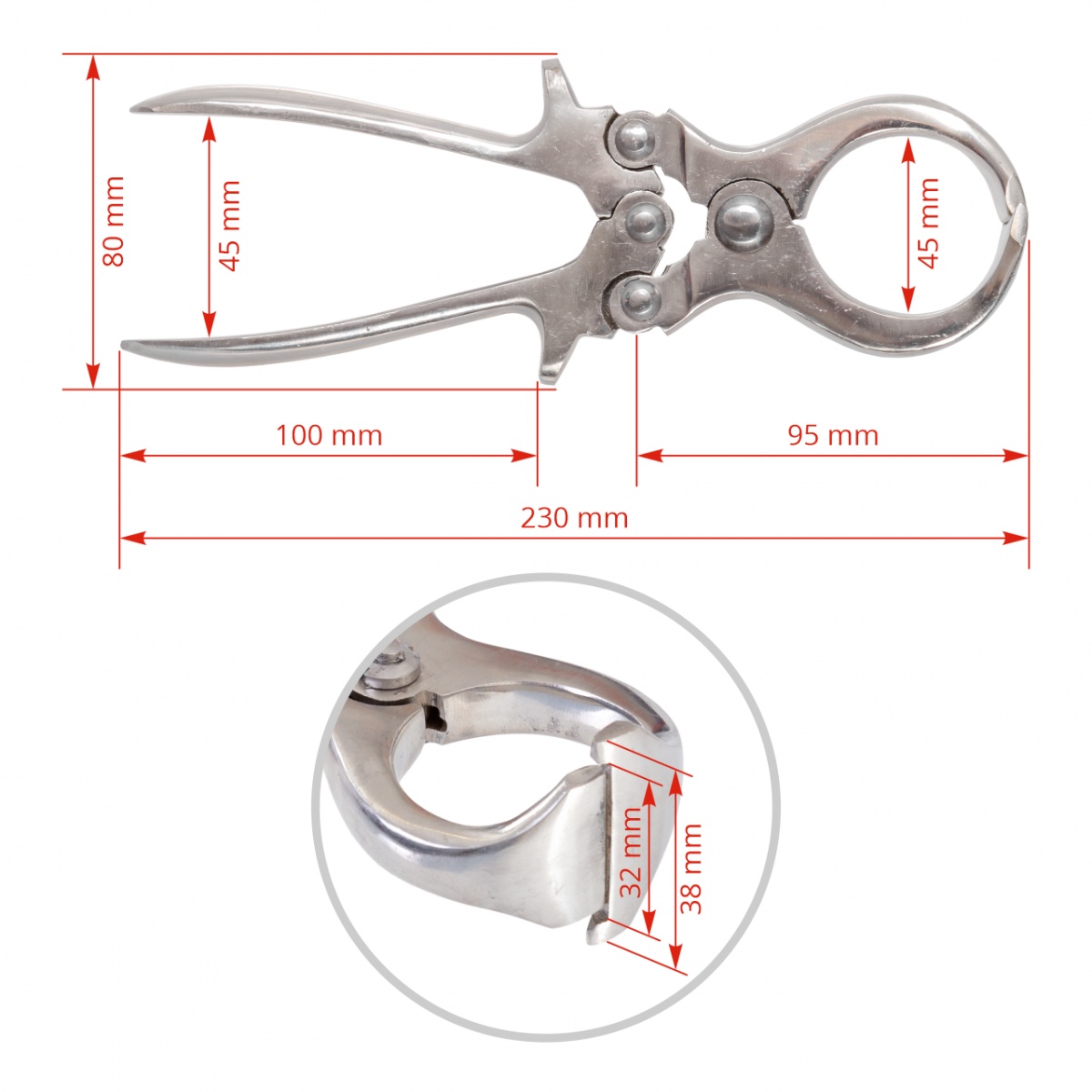 Clește castrare fără sânge pentru miei, 23 cm