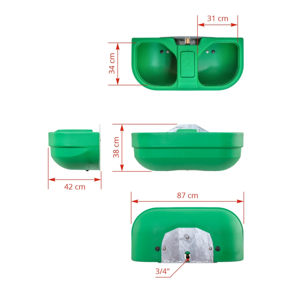 Adăpătoare dublă din plastic, cu nivel constant, 58 litri