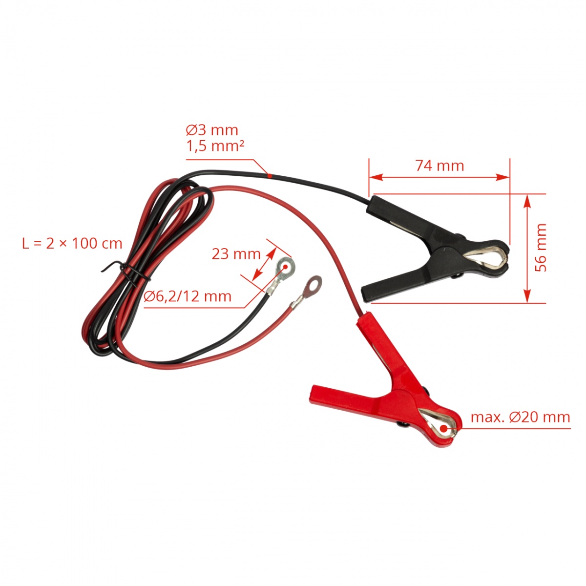 Cablu conexiune aparat gard electric - acumulator