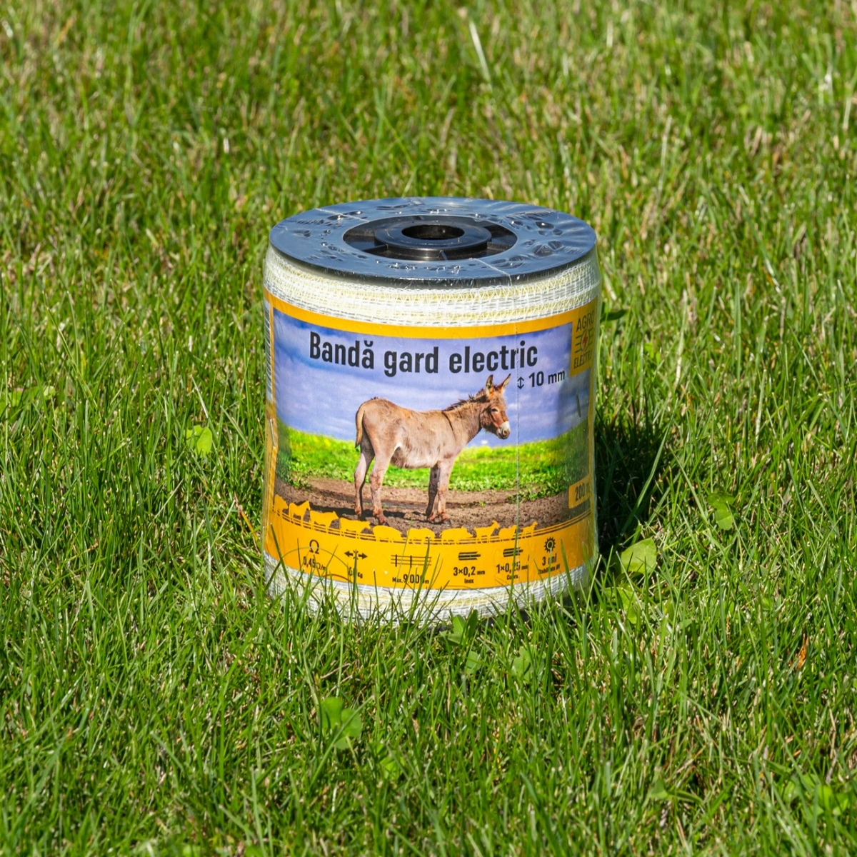 Bandă gard electric - 10 mm - 200 m - 60 kg - 0,45 Ω/m