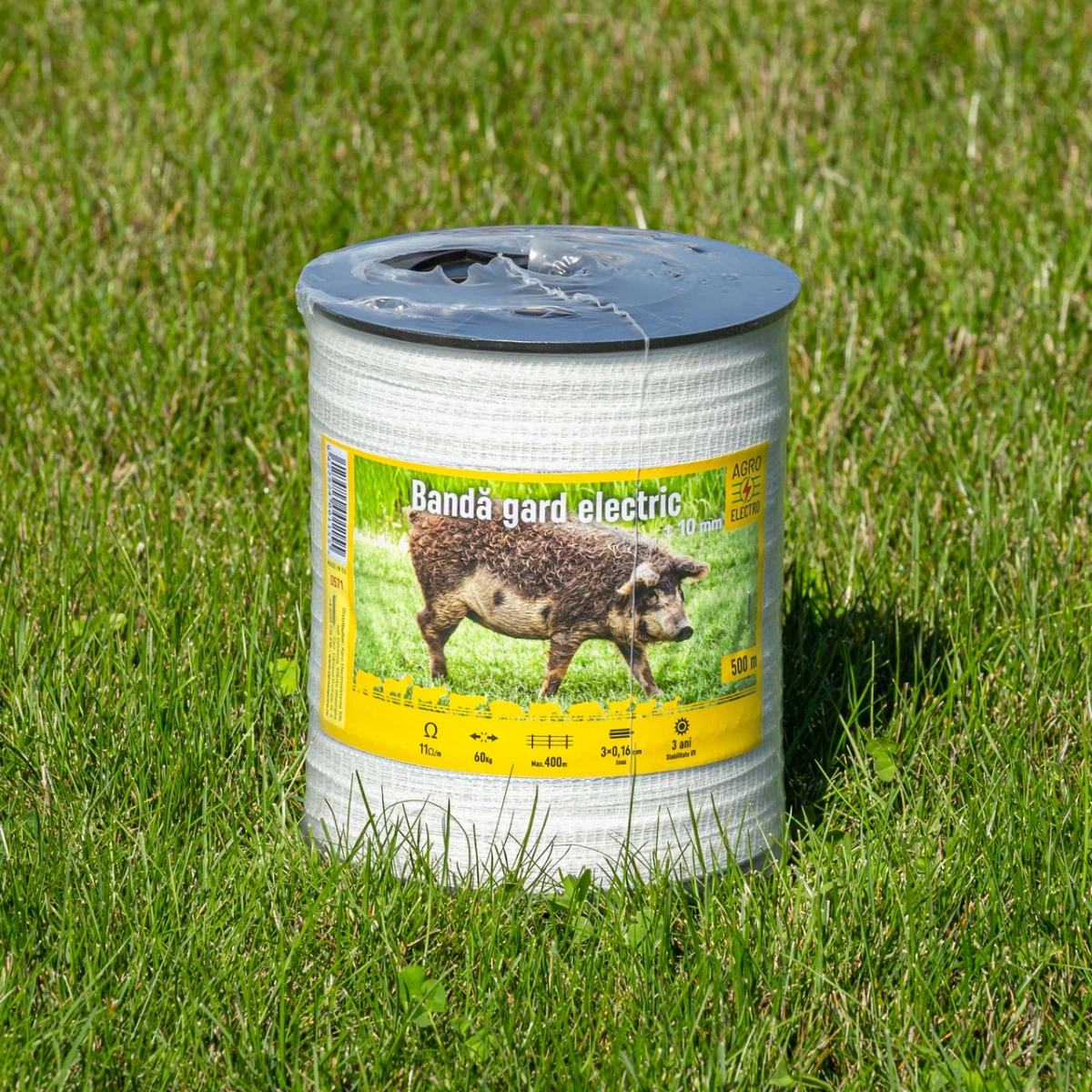 Bandă gard electric - 10 mm - 500 m - 60 kg - 11 Ω/m