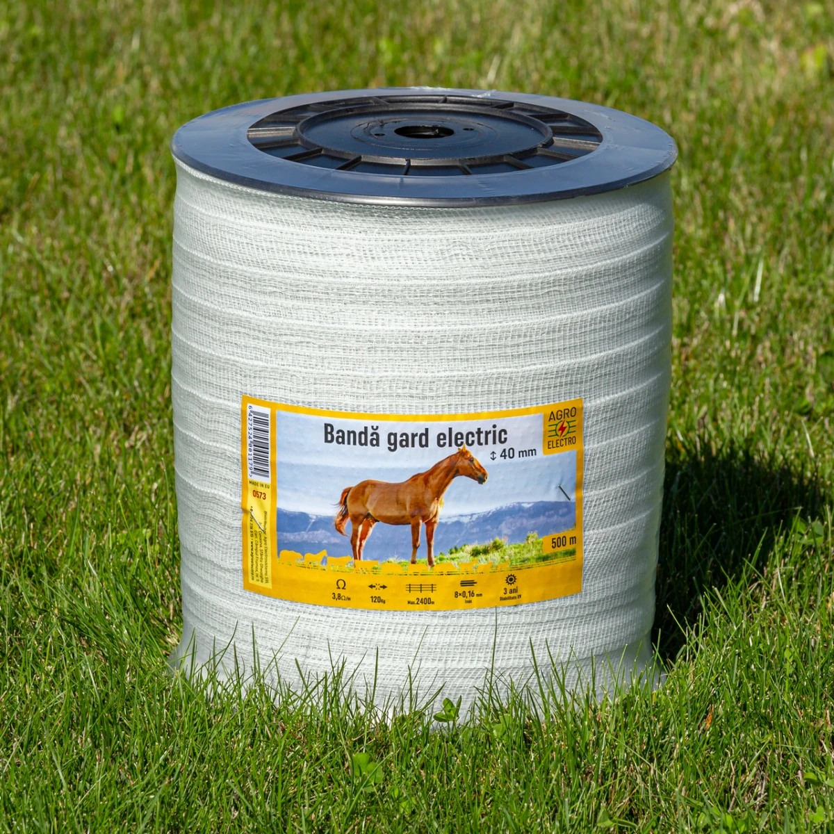 Bandă gard electric - 40 mm - 500 m - 120 kg - 3,8 Ω/m