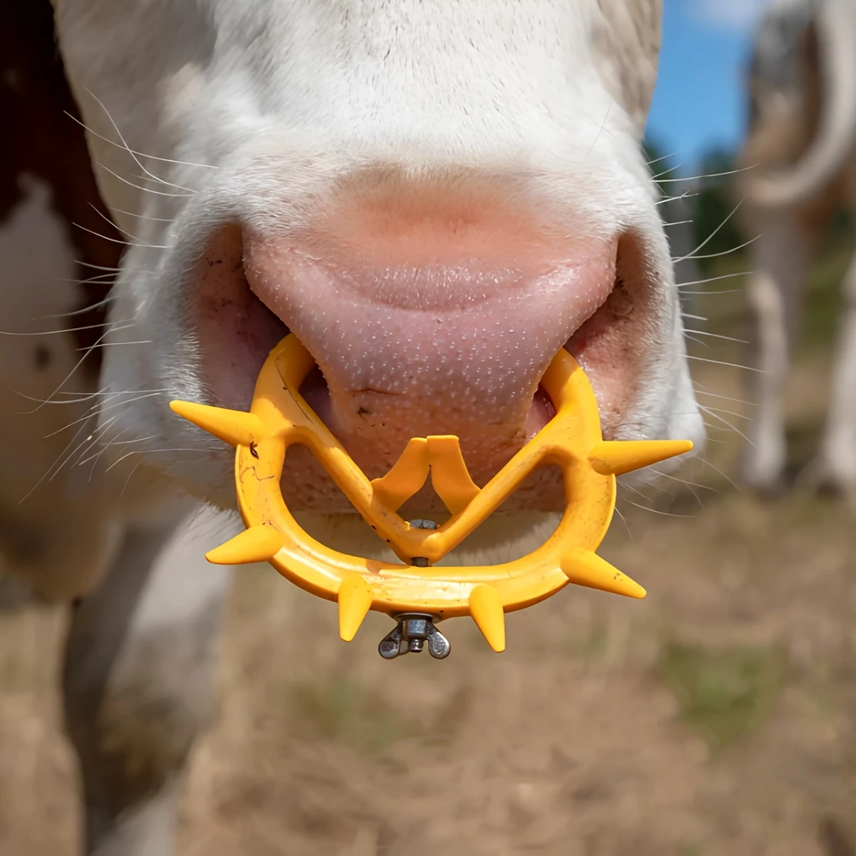 Inel nazal antisupt pentru vite tinere și bovine adulte, cu limbă de blocare, Müller, portocaliu