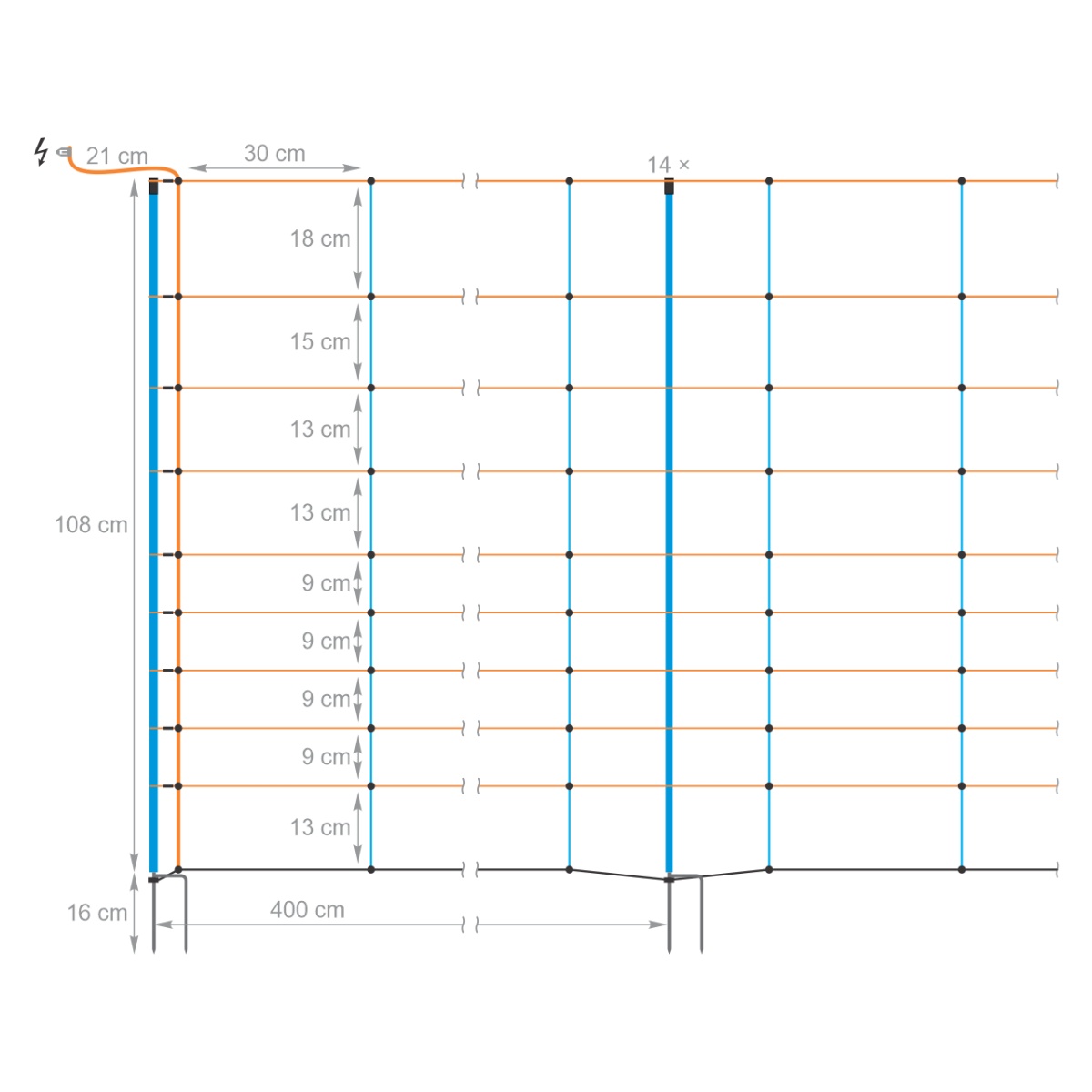 Plasă gard electric, TitanNet Premium, 50 m × 108 cm