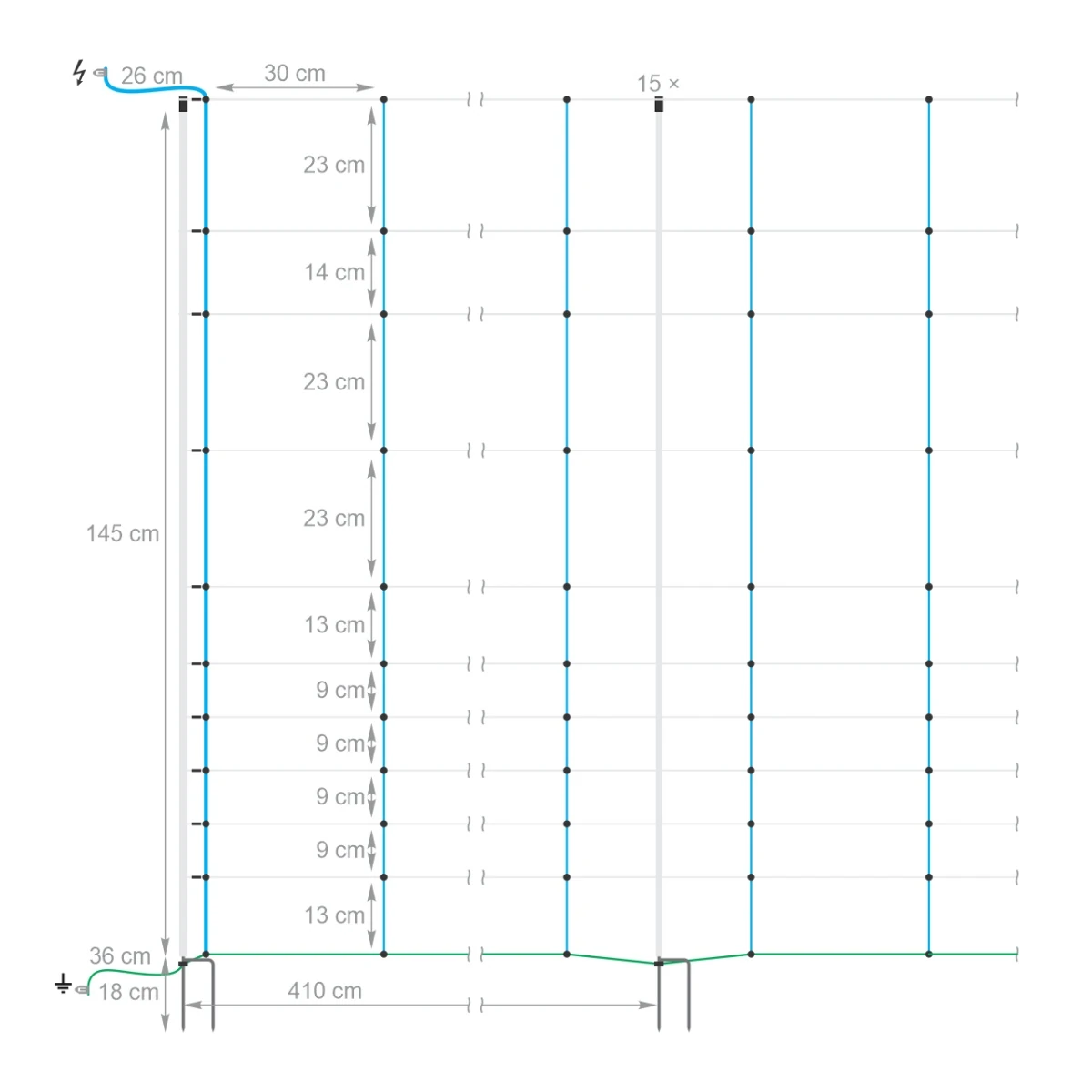 Plasă gard electric, TitanNet, 50 m × 145 cm