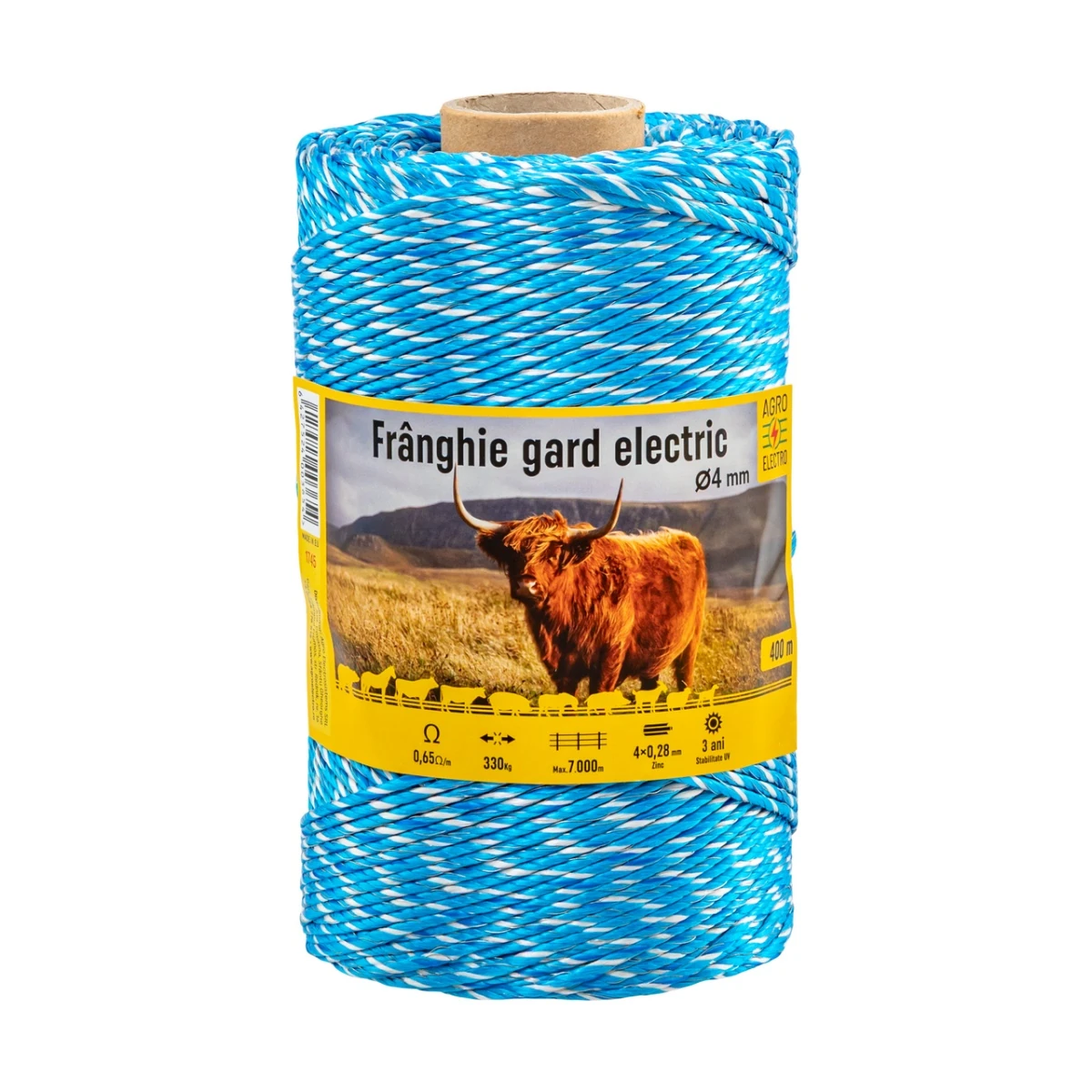 Frânghie gard electric - 400 m - 330 kg - 0,65 Ω/m