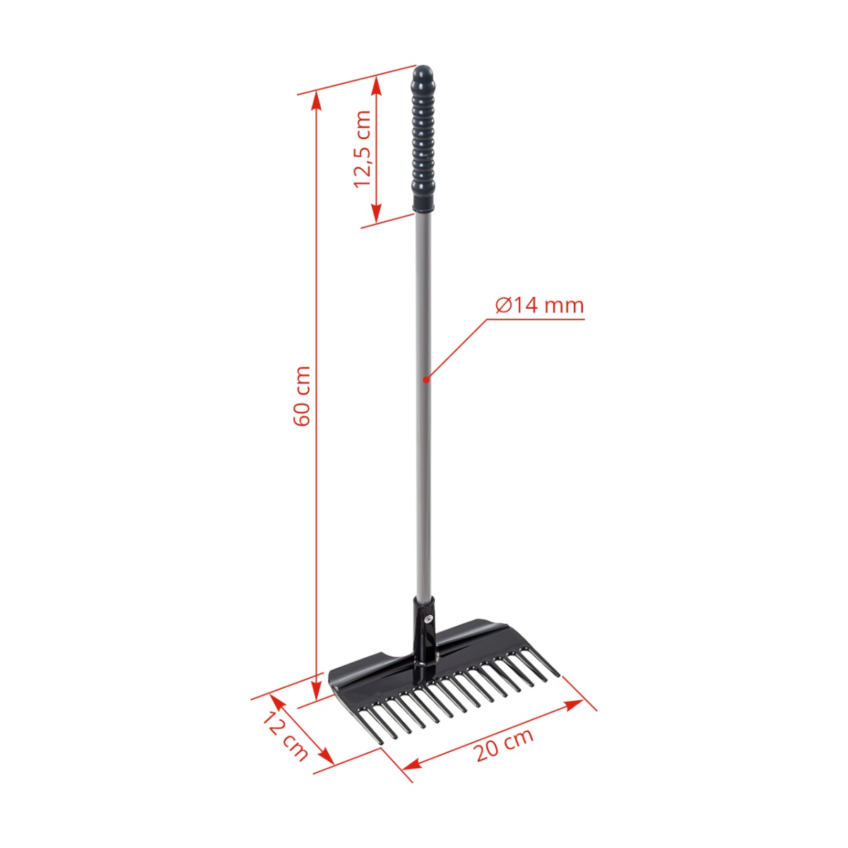 Greblă pentru curățare bălegar, Mistboy Mini, negru, 60 cm