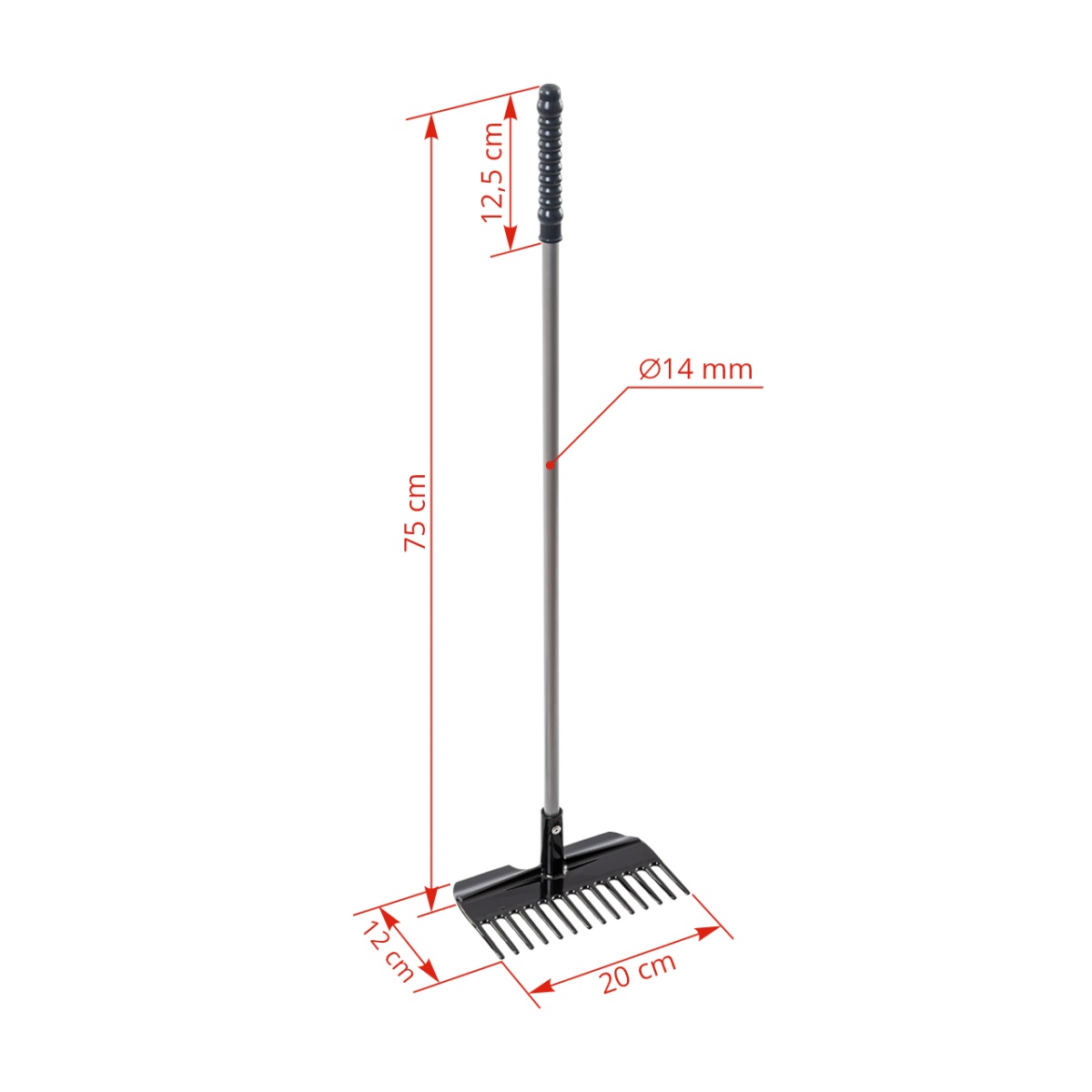 Greblă pentru curățare bălegar, Mistboy, negru, 75 cm