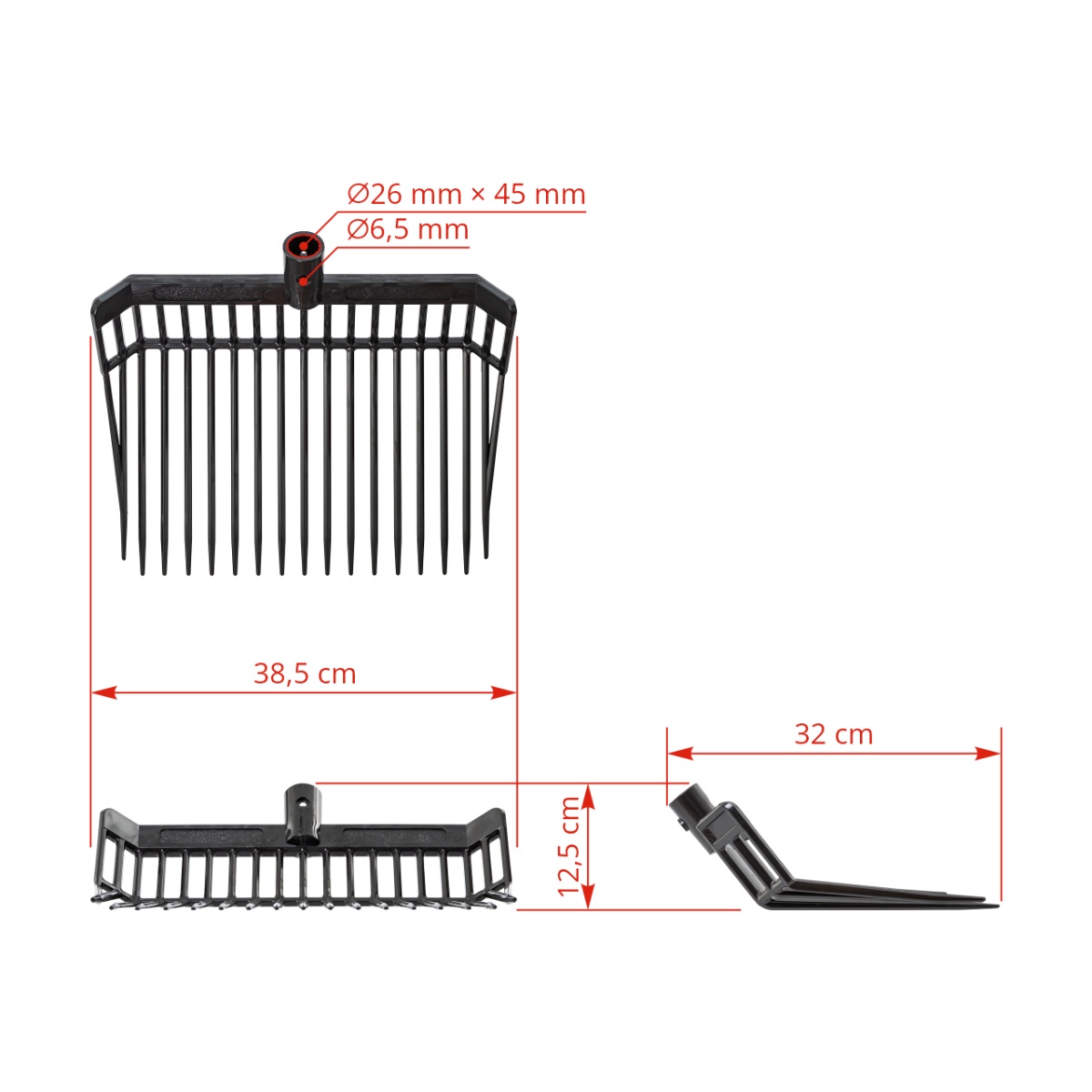 Furcă pentru gunoi de grajd, PremiumFork, negru, 38,5 × 32 cm