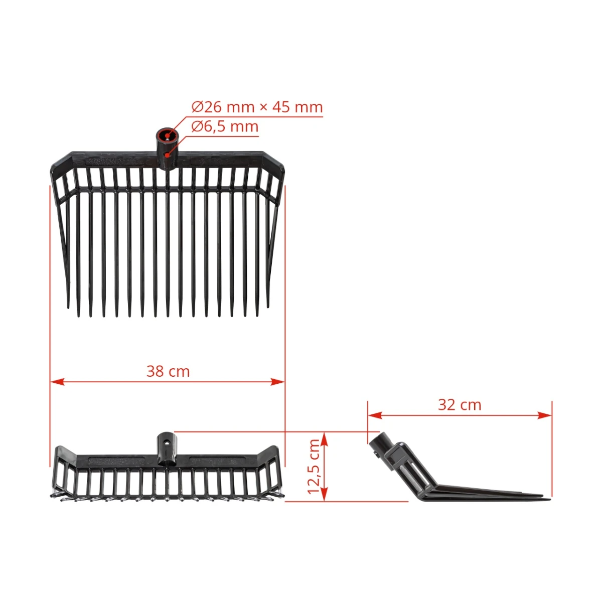 Furcă pentru gunoi de grajd, PremiumFork, negru, 38 × 32 cm