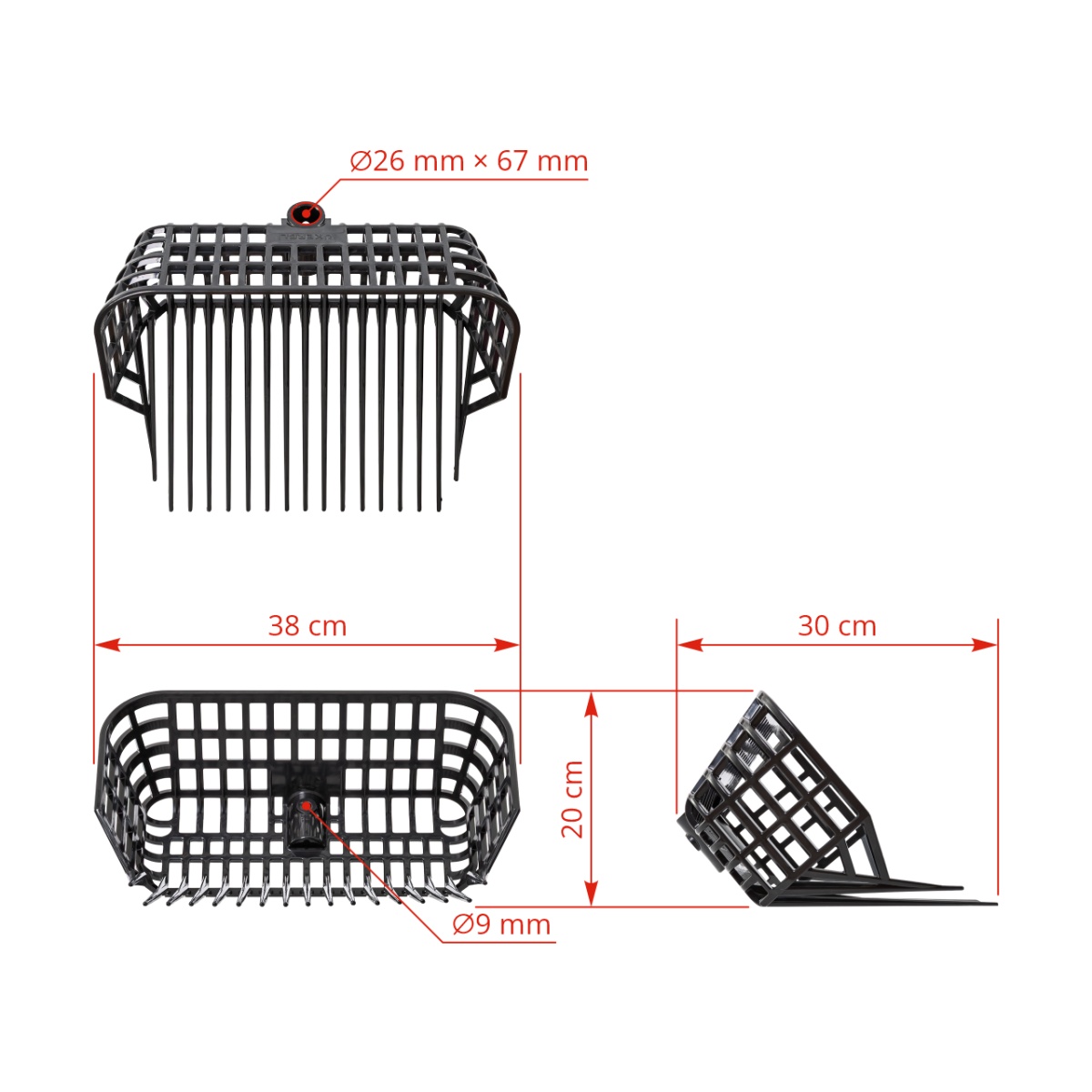 Furcă pentru gunoi de grajd, MaxiFork, negru, 38 × 30 cm