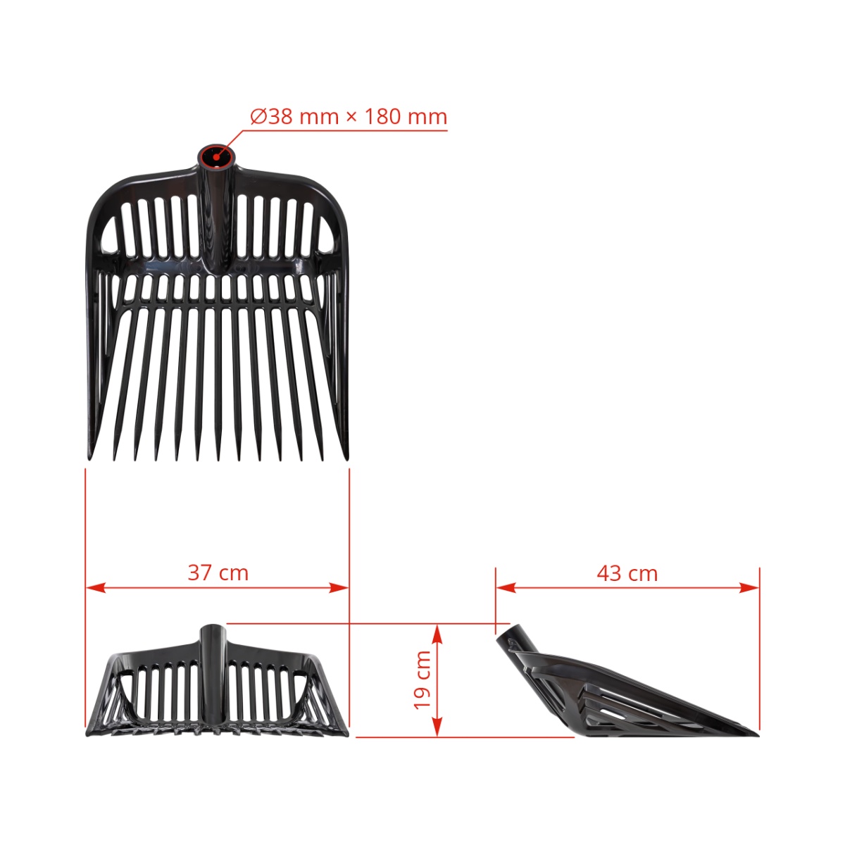 Furcă pentru gunoi de grajd, negru, 37 × 43 cm