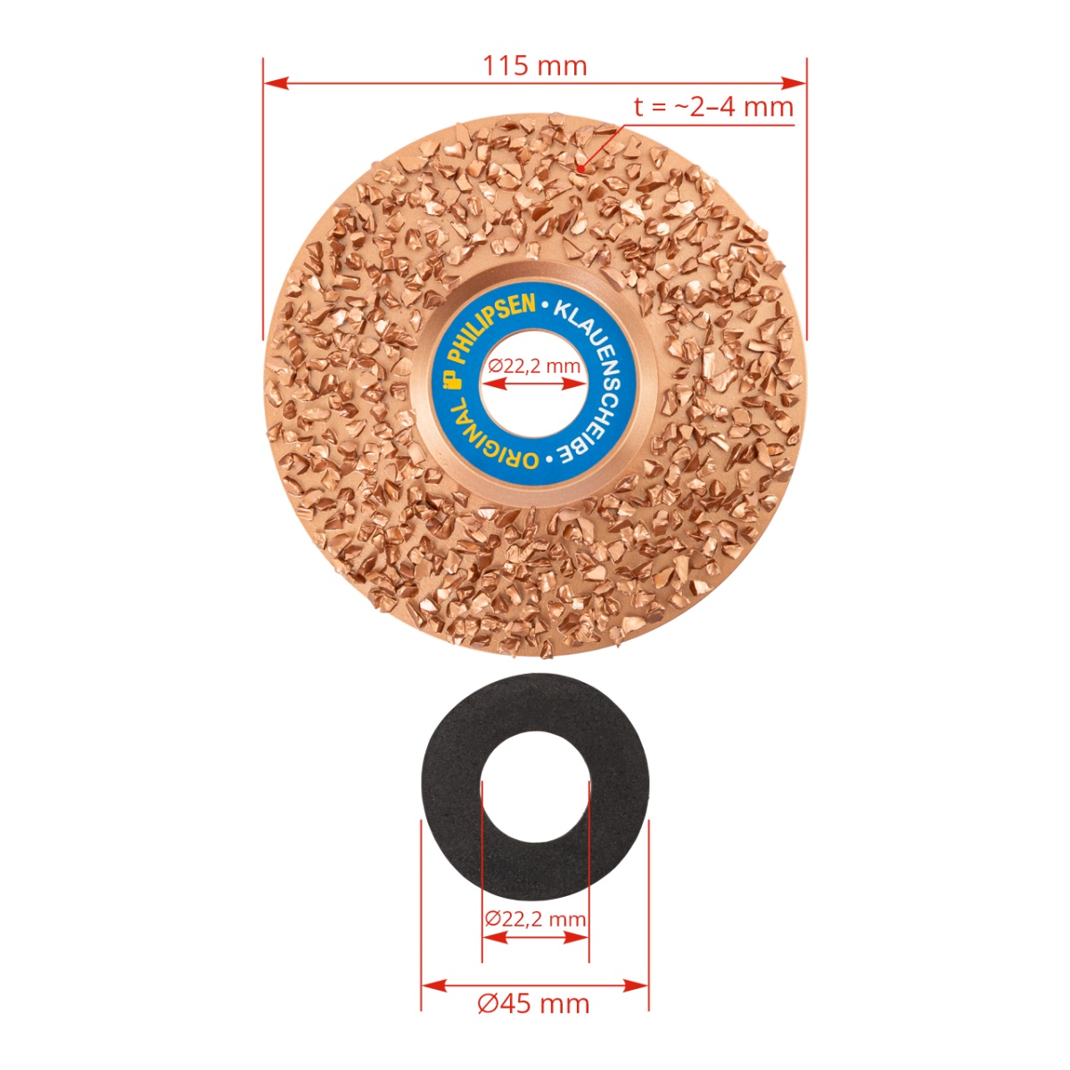 Disc abraziv pentru copite, densitate mare, IP PHILIPSEN, 115 mm