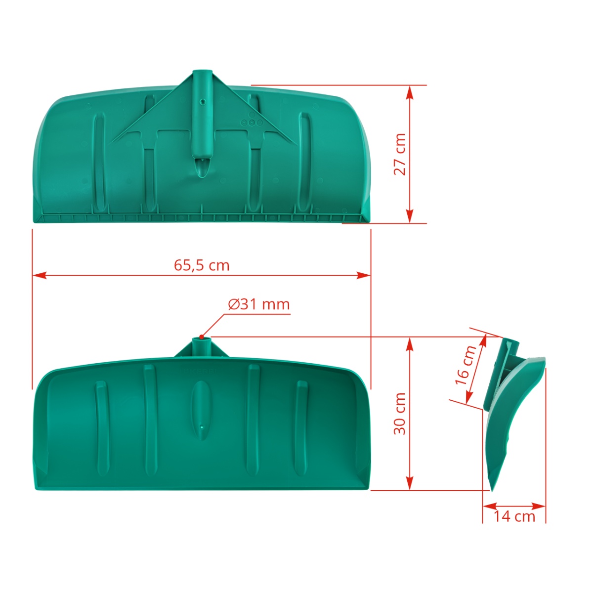 Lopată pentru manipularea furajelor, fără coadă, 65,5 × 27 cm