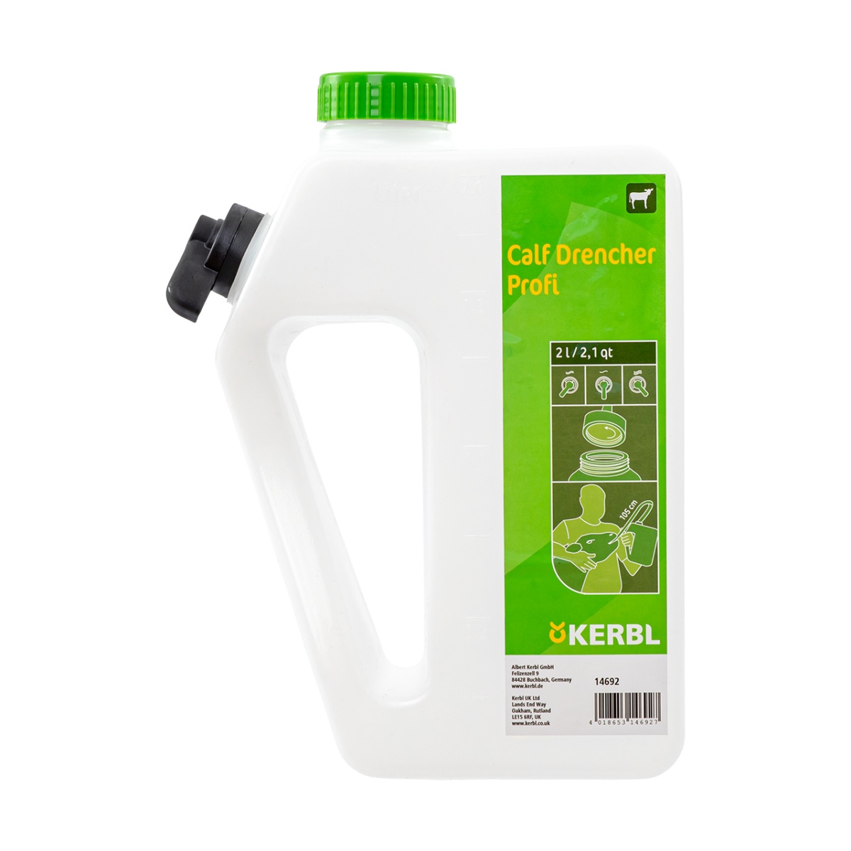 Bidon de administrare lichide pentru viței, cu drenaj, 2 litri