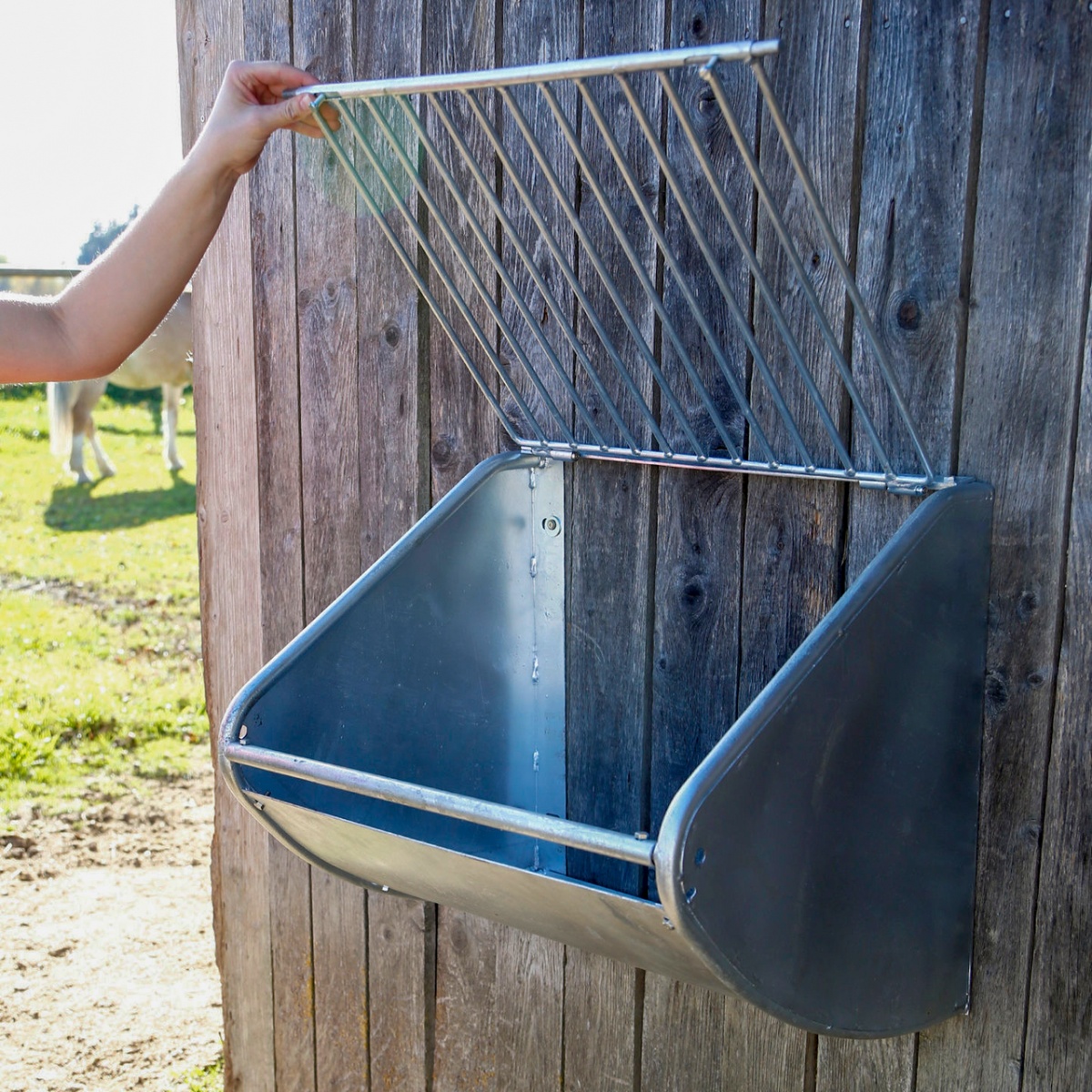 Iesle metalică pentru fân, montabilă pe perete, 60 × 53 cm