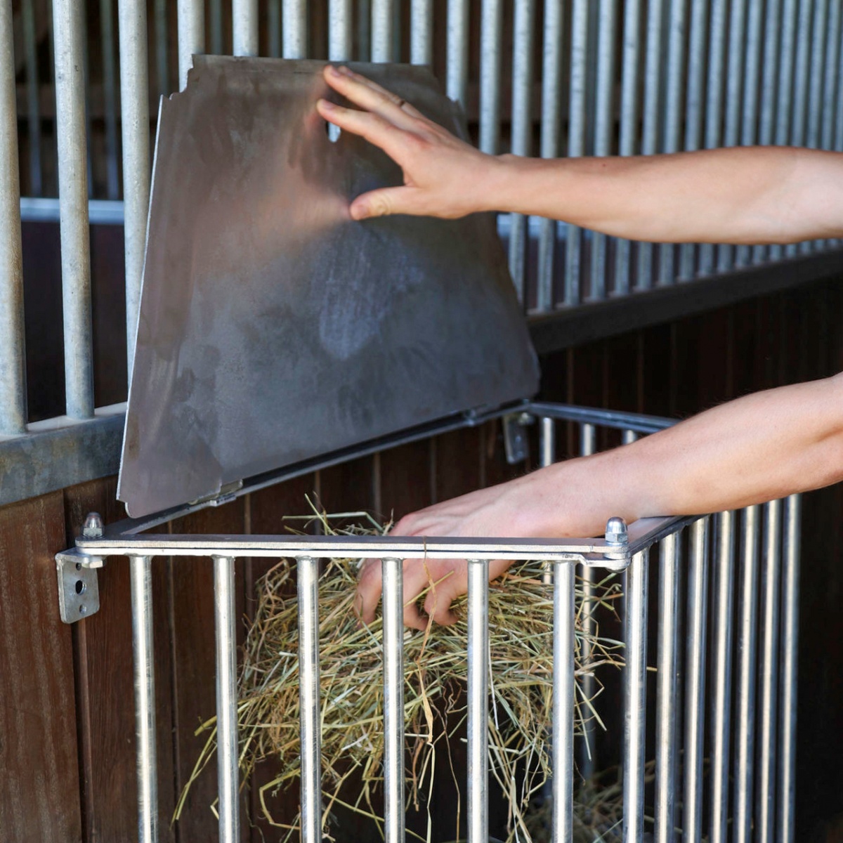 Iesle metalică pentru fân, montabilă pe perete, 81 × 114 cm