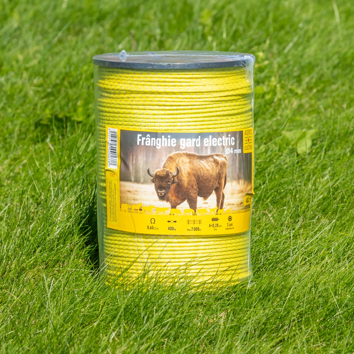 Frânghie gard electric țesut - 400 m - 400 kg - 0,65 Ω/m