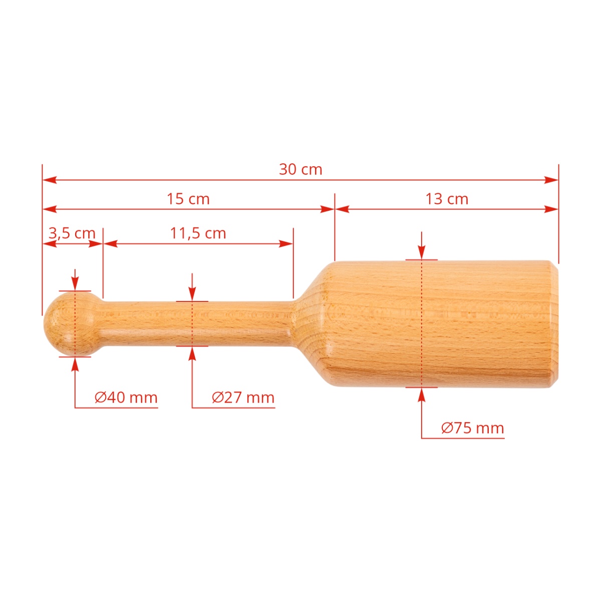 Ciocan de potcovit din lemn, Dick, 30 cm
