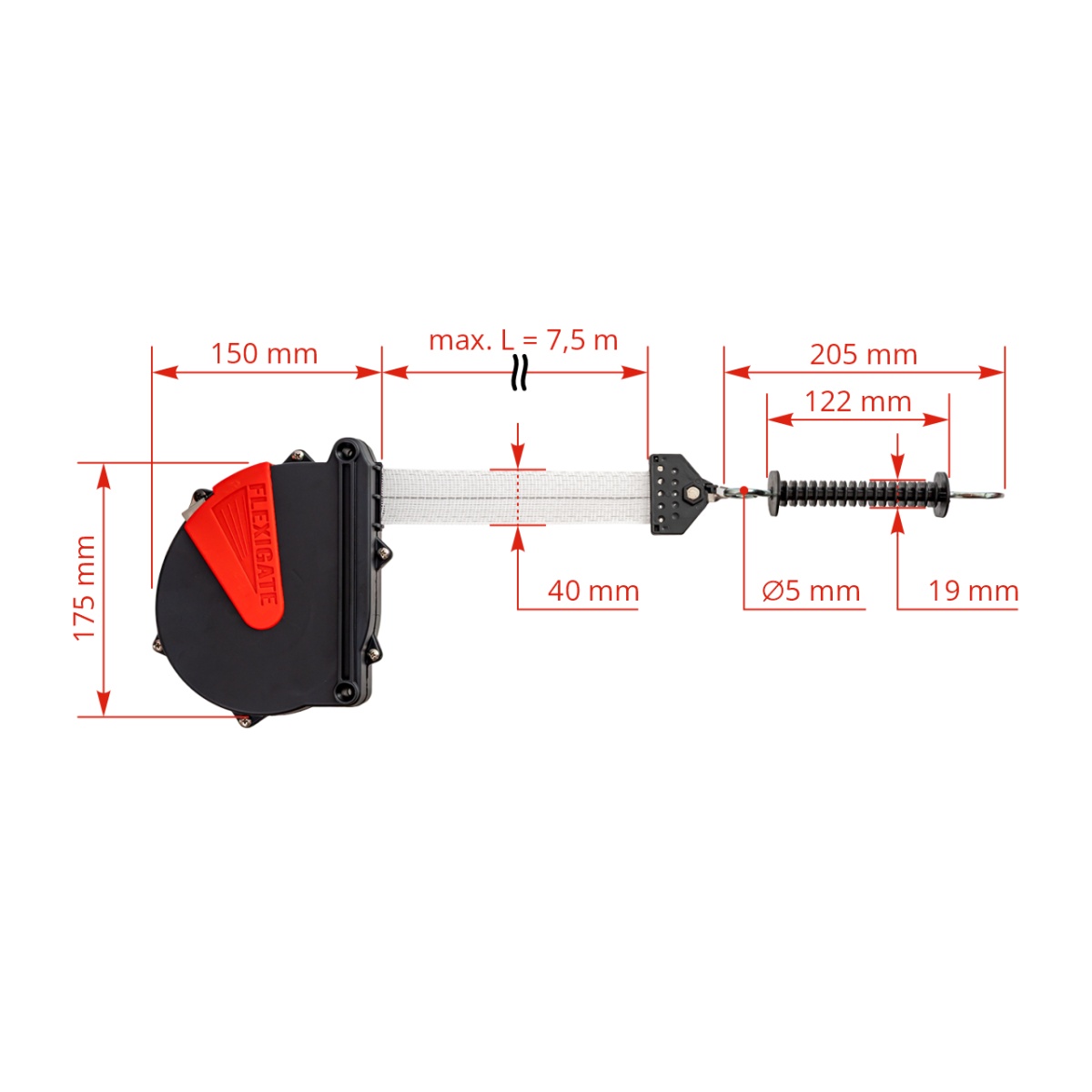 Set poartă cu bandă 40 mm pentru gard electric, Ako Flexigate, 7,5 m