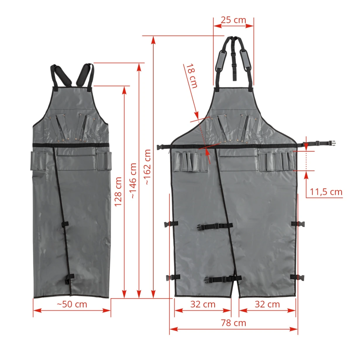 Șorț pentru tuns și tratarea copitelor, cu decupaj pentru picioare, 128 × 78 cm