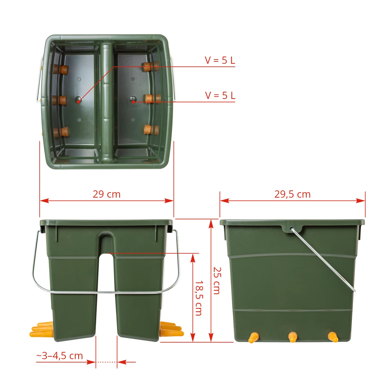 Găleată de alăptare pentru miei și iezi, cu 6 tetine, 70 mm, 10 l