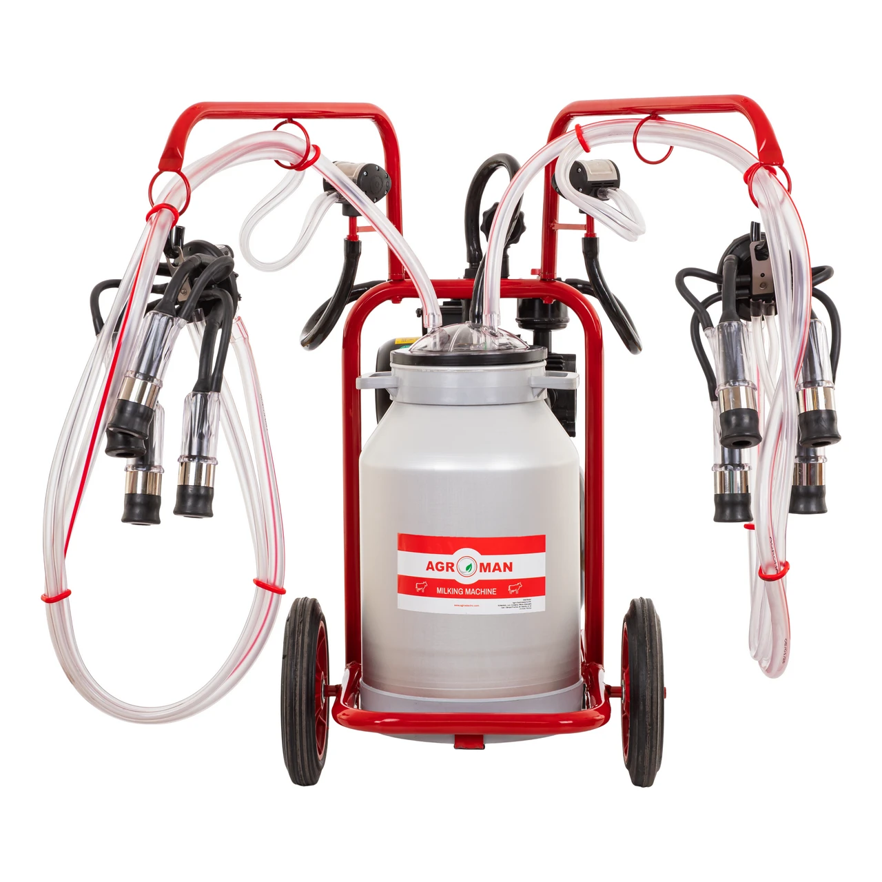 Aparat de muls vaci, pompă uscată, 2 posturi, 1 bidon aluminiu de 40 litri